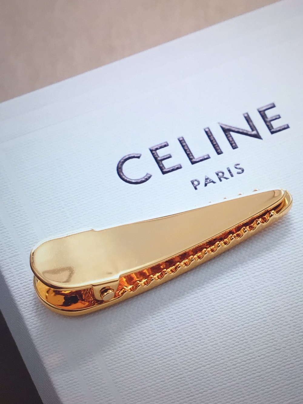 Celine Gold-Tone Logo Hair Clip - Picture 4 of 5